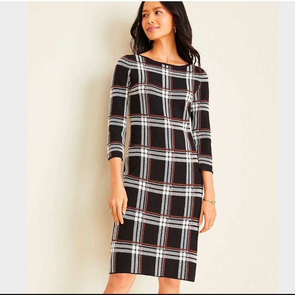 Ann Taylor Plaid Sweater Dress NWT